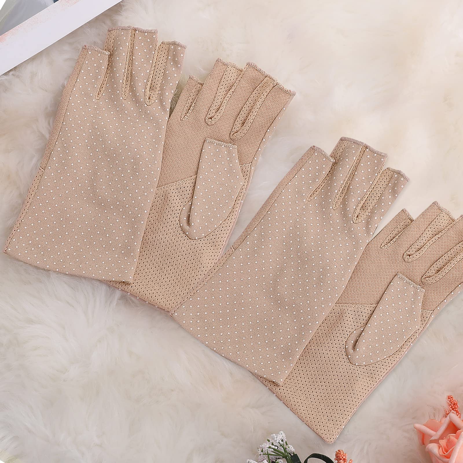 Yolev Lot de 2 paires de mitaines anti-soleil pour femme - Protection UV - Longueur poignet - Pour l'été et la conduite en plein air