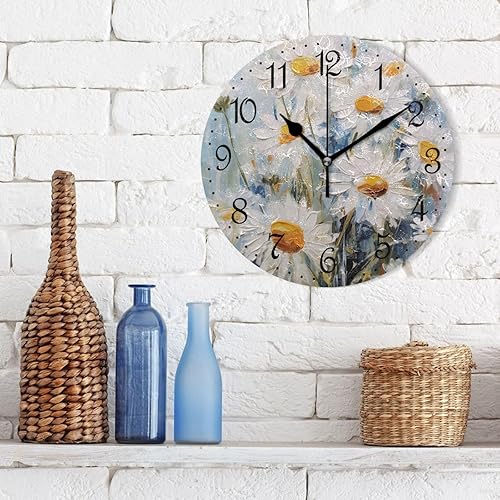 Miniatura 9 de ALAZA Reloj de pared de invierno con búho en rama silencioso sin tictac, funciona con pilas, 10 pulgadas para el hogar, sala de estar, cocina, baño,