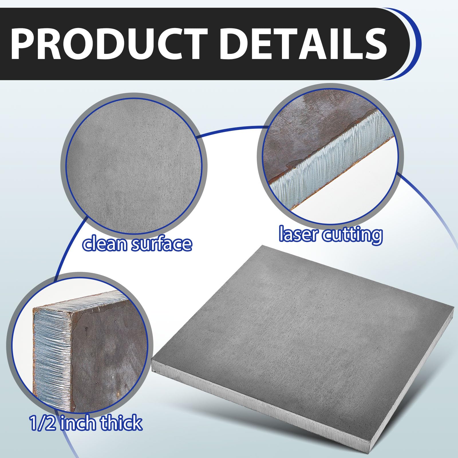 1/8''Hot Rolled Steel Sheet Plate Laser Cut Metal Plate 8'' X 10'' A36 Steels Sheets Weldable For Weld Cutting Structure Support Industrial Home Use