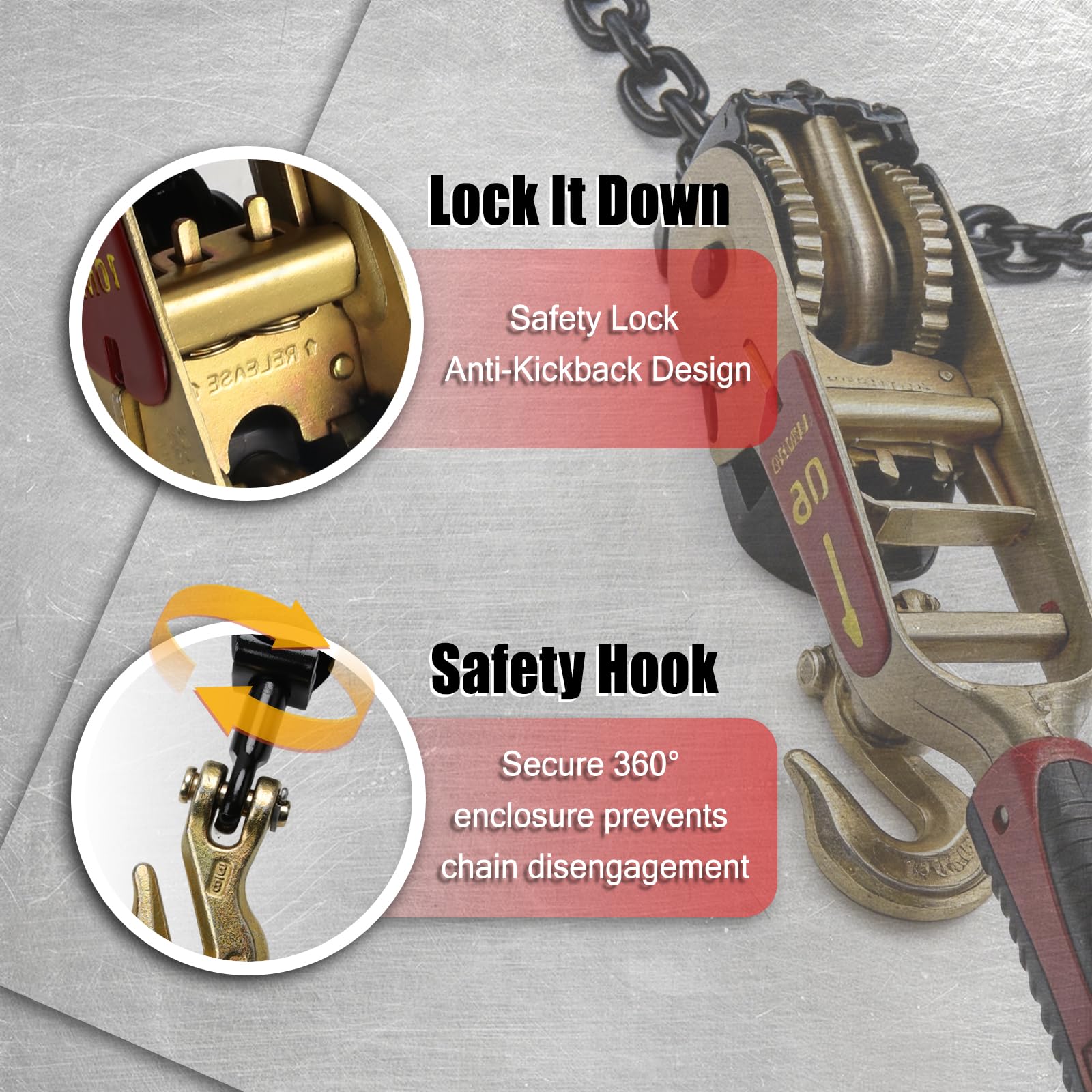 MOTHARIX Load Binders - 2 Pack Ratchet Chain Binders -6