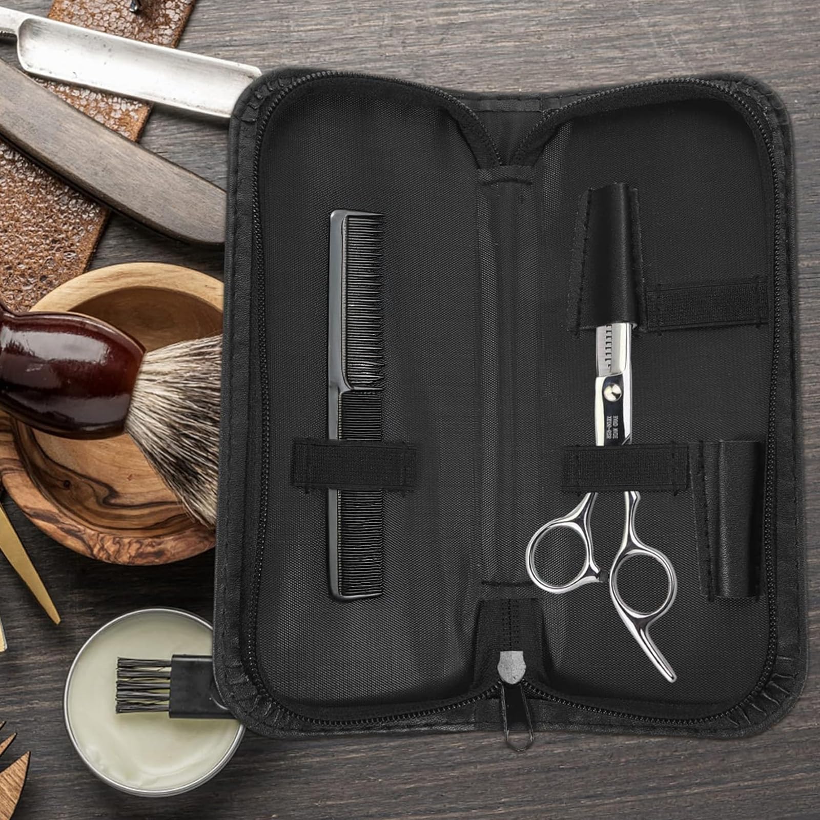 Borsa per Forbici da Barbiere, Borsa da Parrucchiere Borsa Professionale in Pelle con Cerniera Forbici da Parrucchiere Fondina per Attrezzi Borsa per Attrezzi da Barbiere Nera
