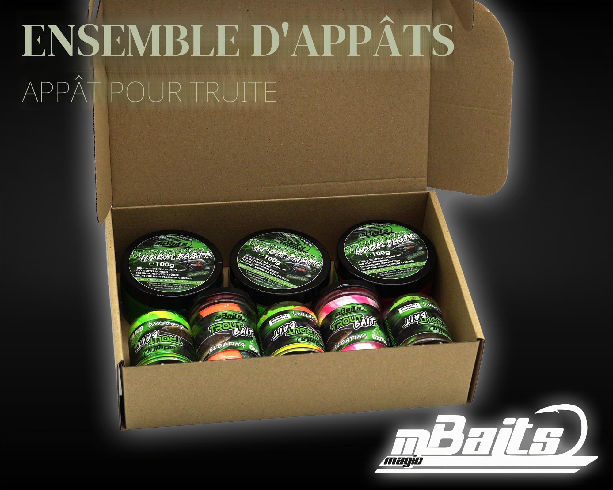 Magic Baits Pack de leurres pour truites Tout en un Set économique Pack économique de leurres pour truites Pâte à truite Appât pour pêche flottant enfonçant