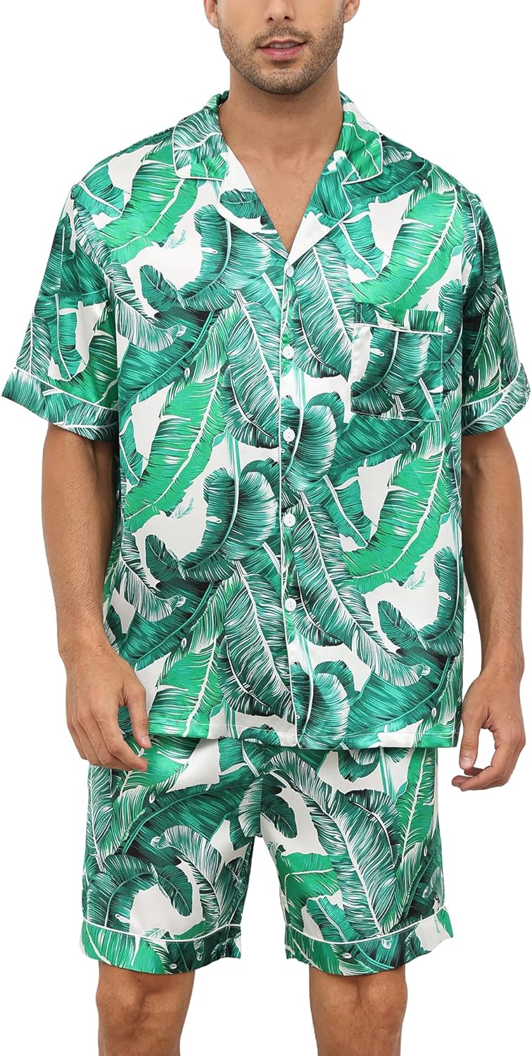 SWOMOG Couple Matching Pajamas Sets Women & Men Button Down Silk Pjs Men Short Sleeve Soft Lounge Sets 2 Pcs Loungewear - Image 2