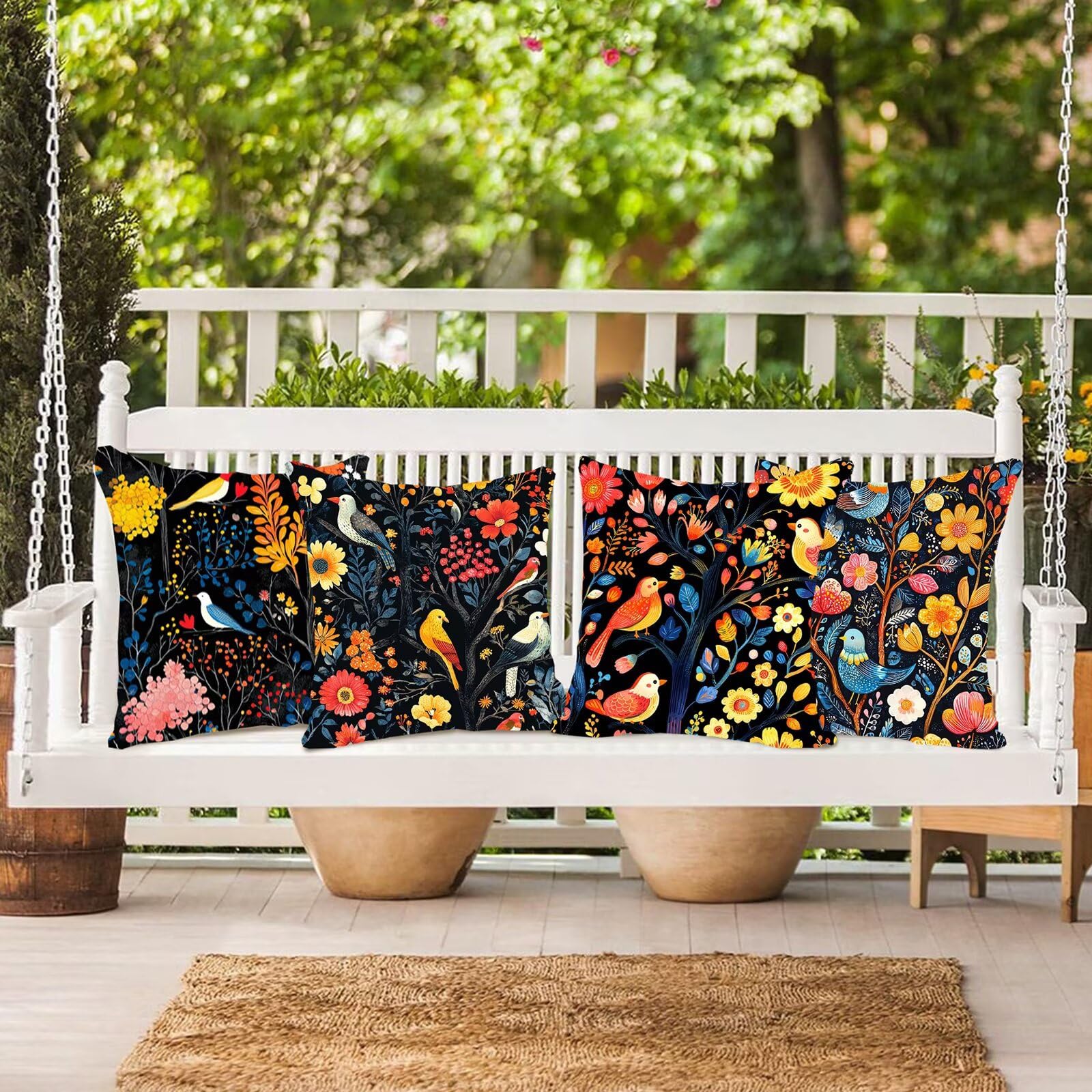 Outdoor Kissen Wasserfest Dekorative 4 er Kissenbezug 55x55cm Frühling Samt Kissenbezüge Farbe kissen Wetterfest Blumen2 Kissenbezug Werden für Heim Sofak Outdoor Garten Stuhl Bett Schlafzimmer F0P300