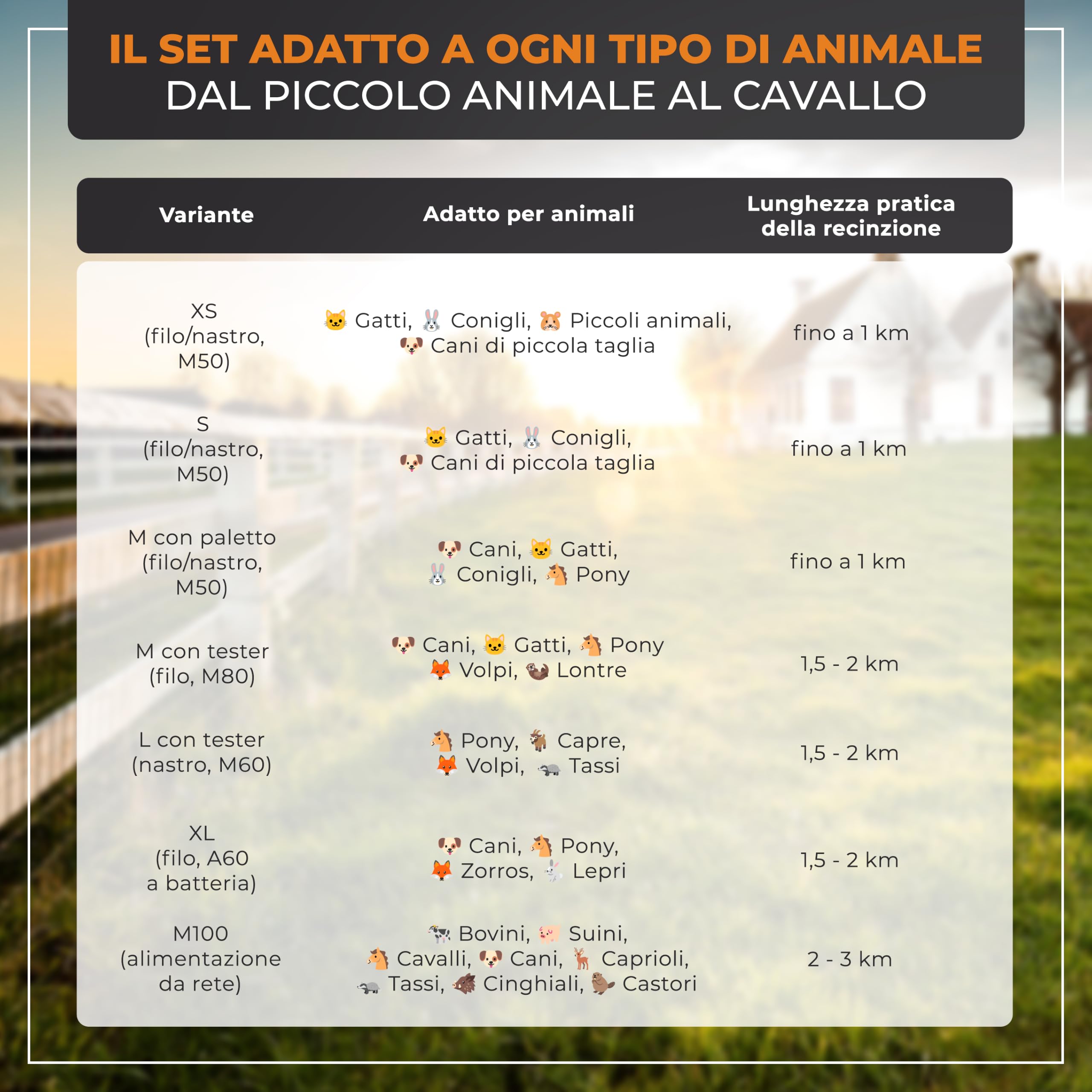 Kit starter recinto elettrico M | Filo 200m con 10 pali e accessori