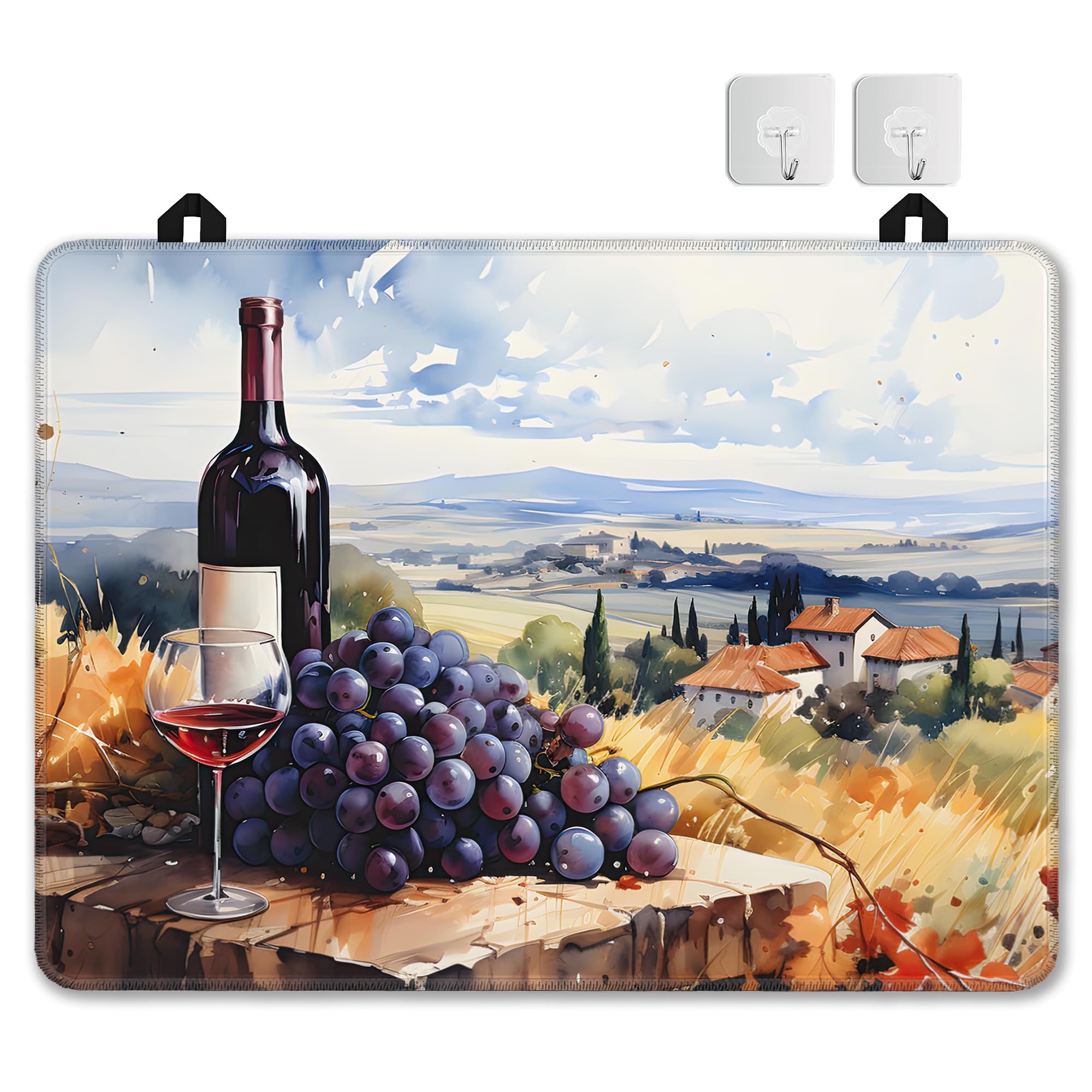 Electric Stove Top Cover,Grape Wine Bottle Stove Cover for Glass Top Electric Stove,Rustic Country Heat Resistant Flat Top Stove Mat Countertop Protector, 28 x 20 Inch