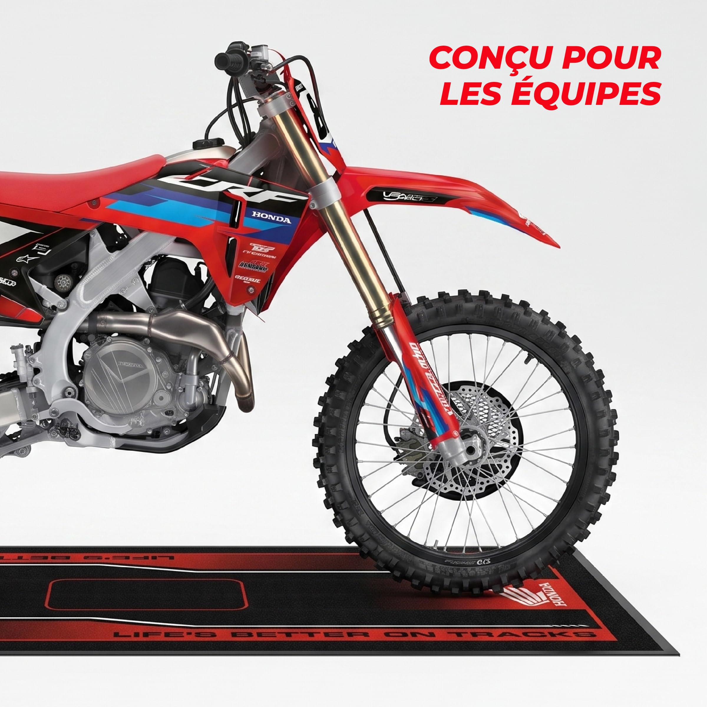 Tapis Moto Vert Marker 95x200 - Tapis Environnemental Moto - pour Les Paddocks et Le Garage - Lavable et Ecologique - Idéal Cadeau Moto