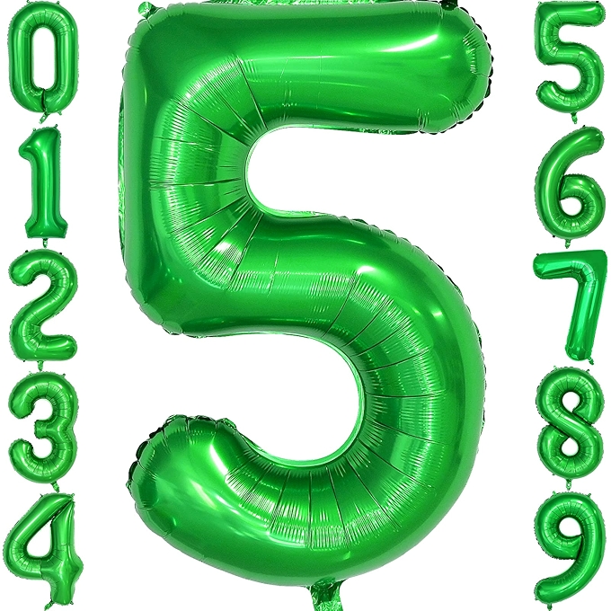 大型深绿色数字5气球 40英寸生日装饰气球