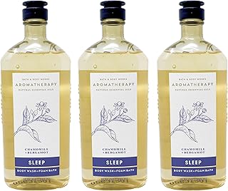 Bath & Body Works Aromatherapy Body Wash & Foam Bath, Gift Sets 10 fl oz per Bottle (3 Pack) (Chamomile + Bergamot)