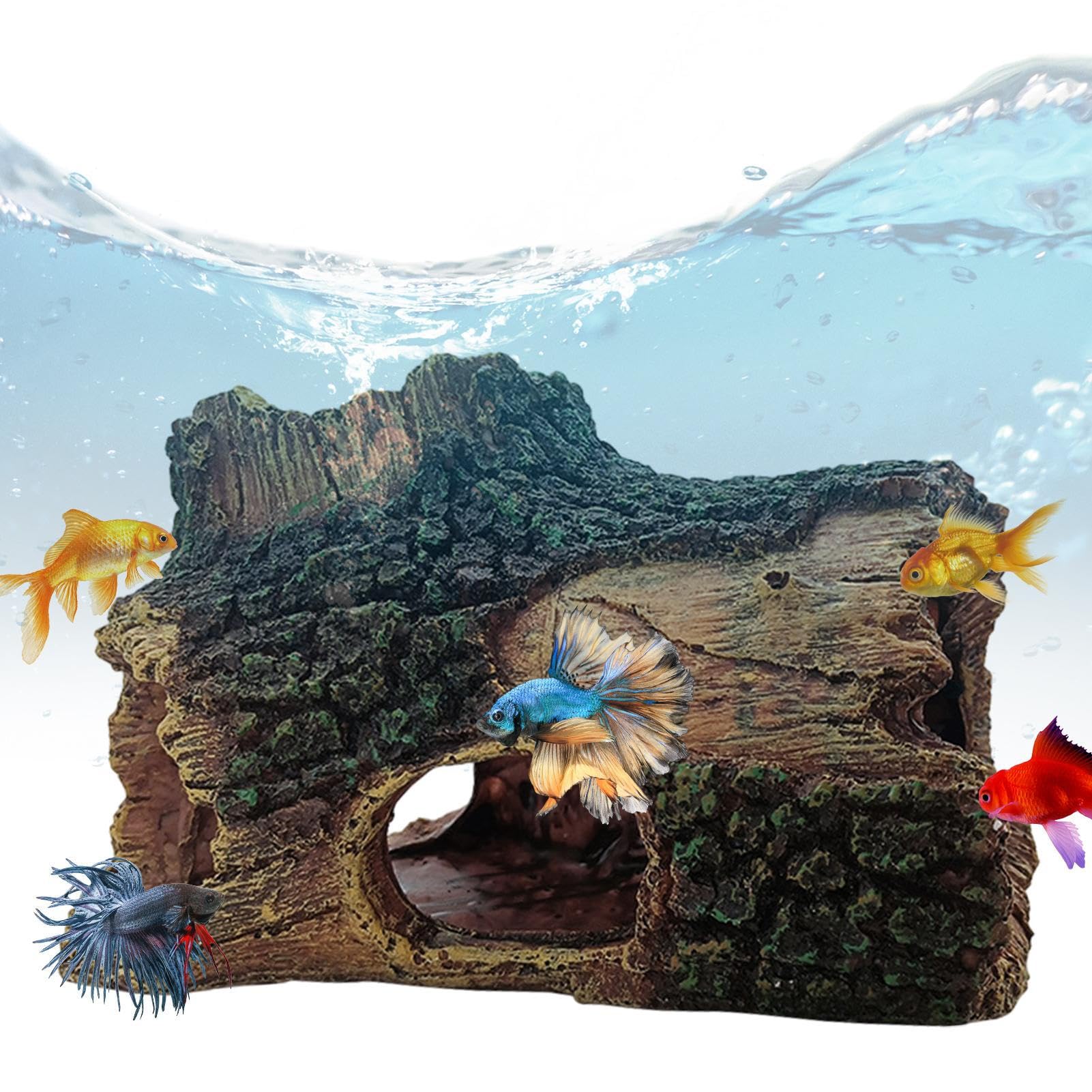 Jacekee Acuario Tronco árbol Hueco,Adorno árbol Tronco Hueco | Tronco Rama raíz árbol Hueco Res para pecera, lagartos, bettas, cangrejos, Tortugas