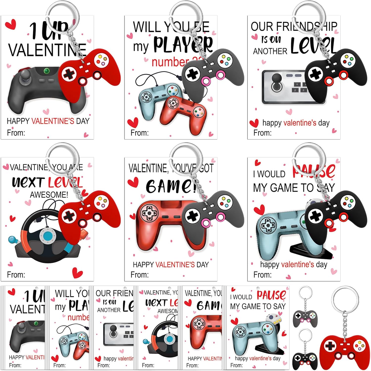 Ecation 60 Pcs Valentine's Day Video Game Gifts Cards with