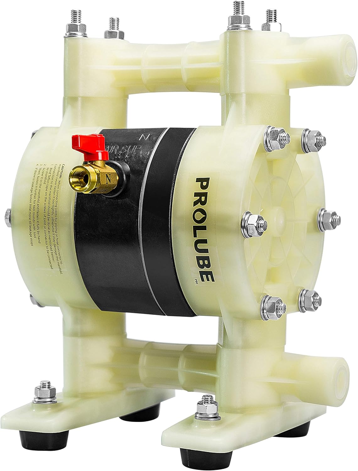 PROLUBE Air Operated Double Diaphragm Pump | 1/2-inch Pump Inlet/Outlet | Polypropylene Casing | Teflon (PTFE) Diaphragm | 11.9 GPM | Self Priming | Explosion Proof | Submersible (44721)