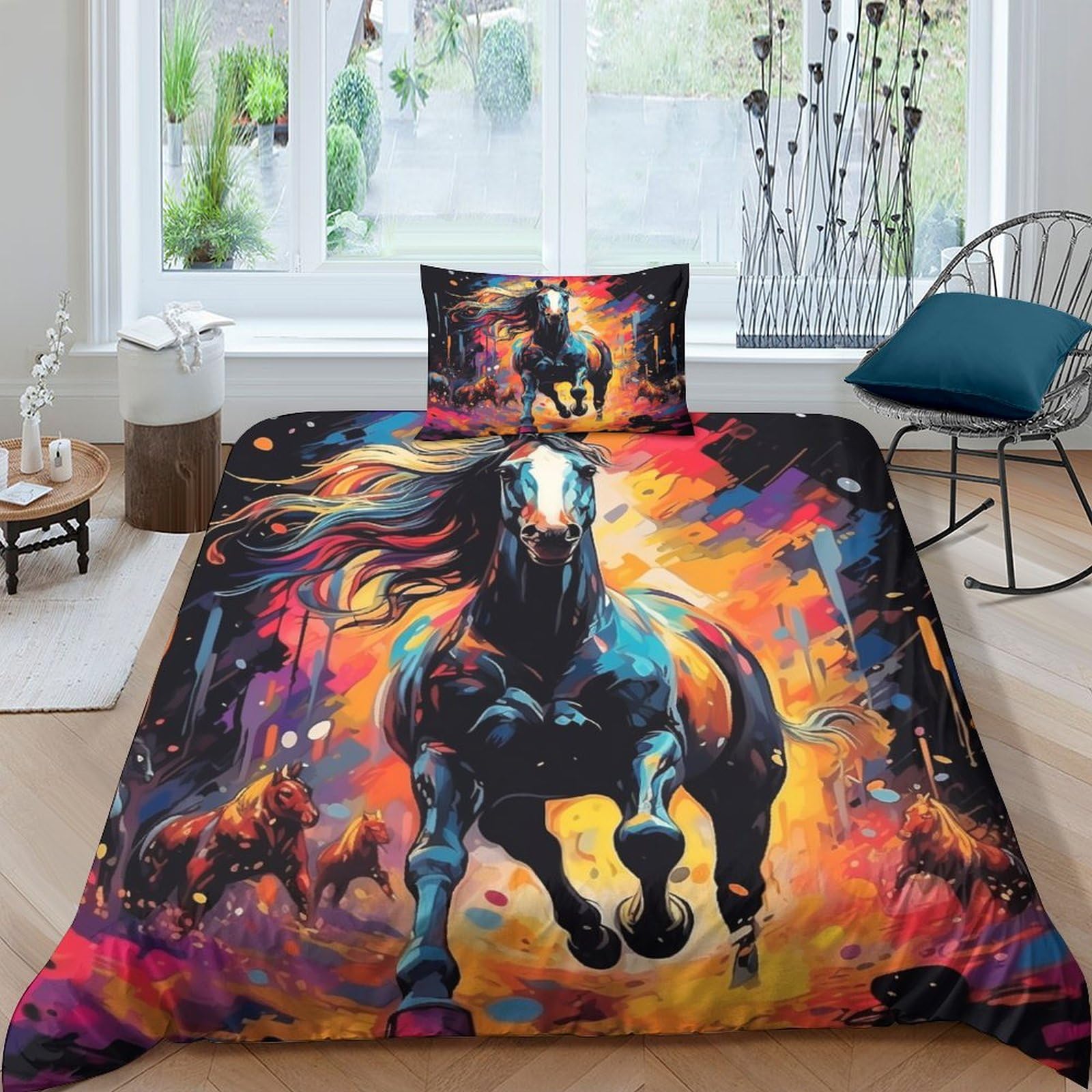 Parure de lit cheval hypoallergénique et douce pour un sommeil réparateur