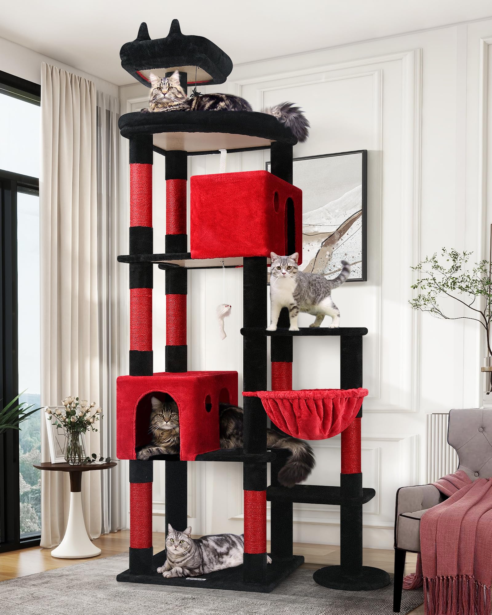 Photo 1 of [See Clerk Notes] Globlazer Gothic Giant Cat Tree, 83 inch Goth Cat Tree for Indoor Cats Large Adult, XXL Cat Tower with 9 Scratching Posts for 20lb+ Heavy Duty Large Adult Cats, F83, Blood-Goth