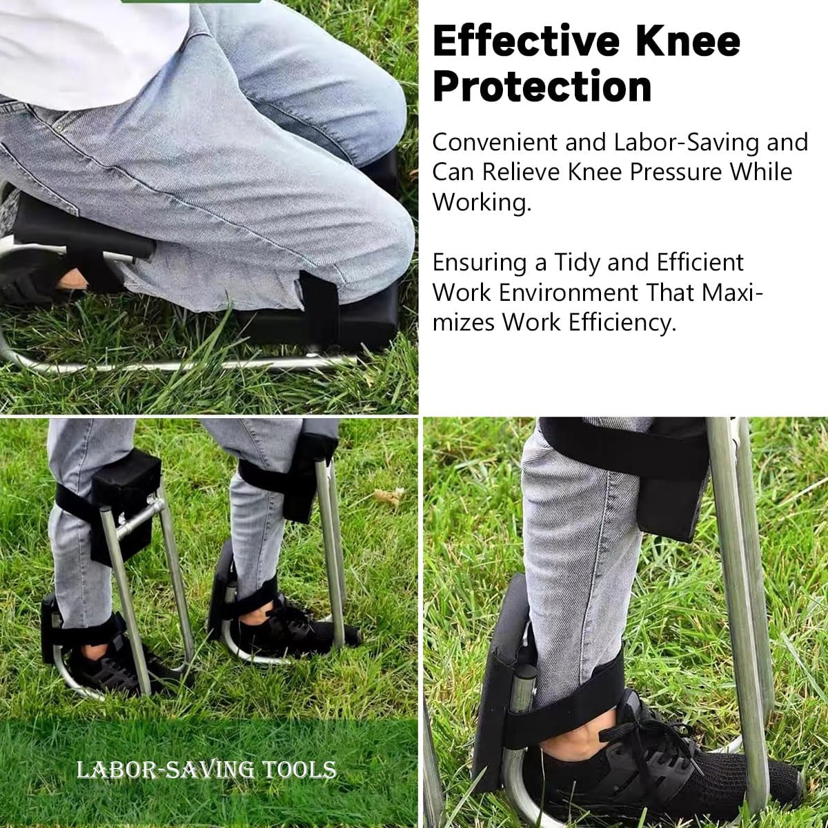 Knee Seat for Gardening,Strap on Kneeling Device for Garden,Ergonomic Gardening Seat,Garden Work Seat for Farm Work,Gardeners Tool Seats for Protect Knees,Super Cozy & Improve Efficiency (Black-1)