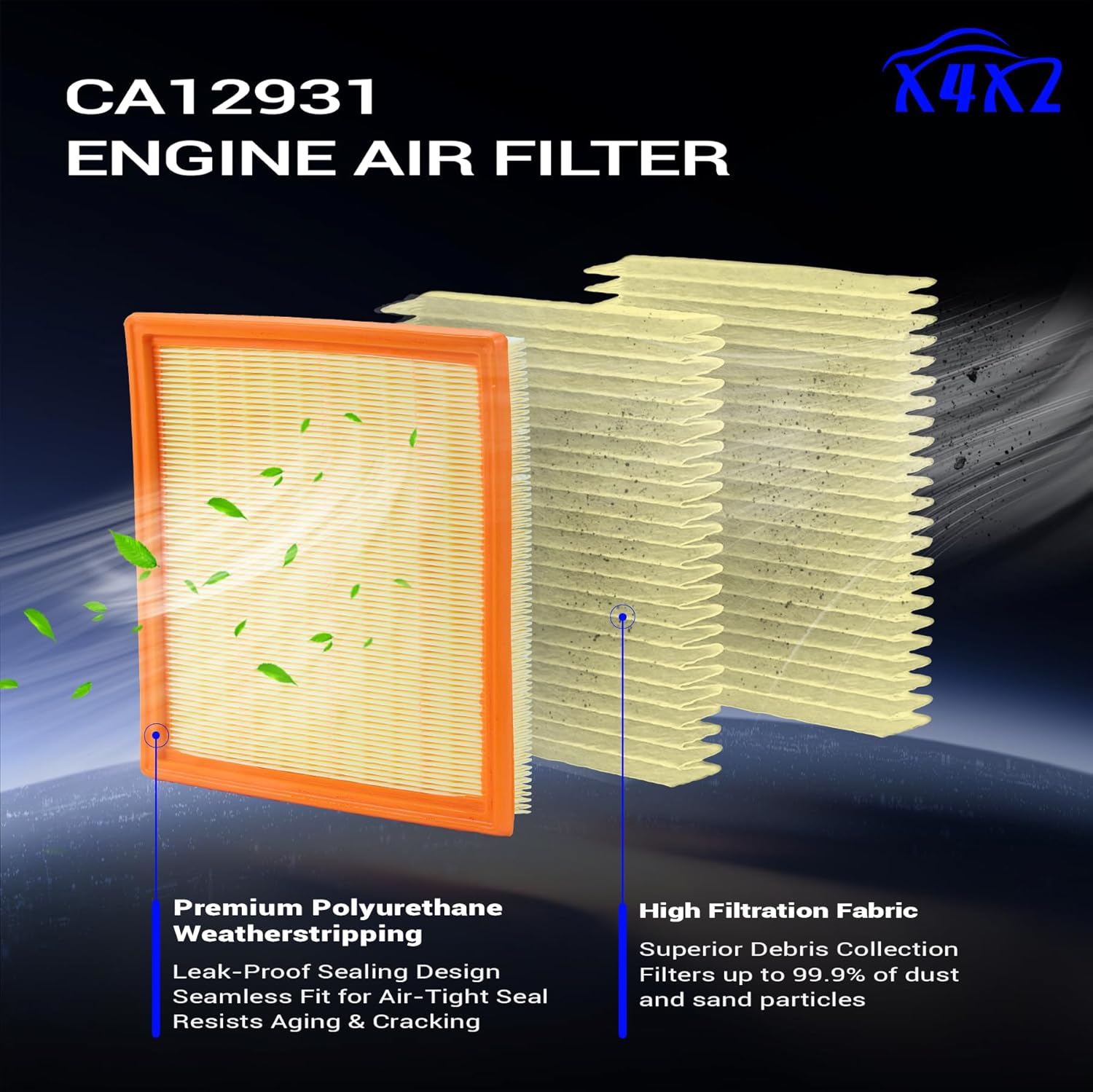 CA12931 CF12552 Engine & Cabin Air Filter Set Compatible with 2022-2025 Nissan Pathfinder 3.5L, 2022-2024 INFINITI QX60 3.5L Replace# 165466TA0A WA11687 272775NA1A