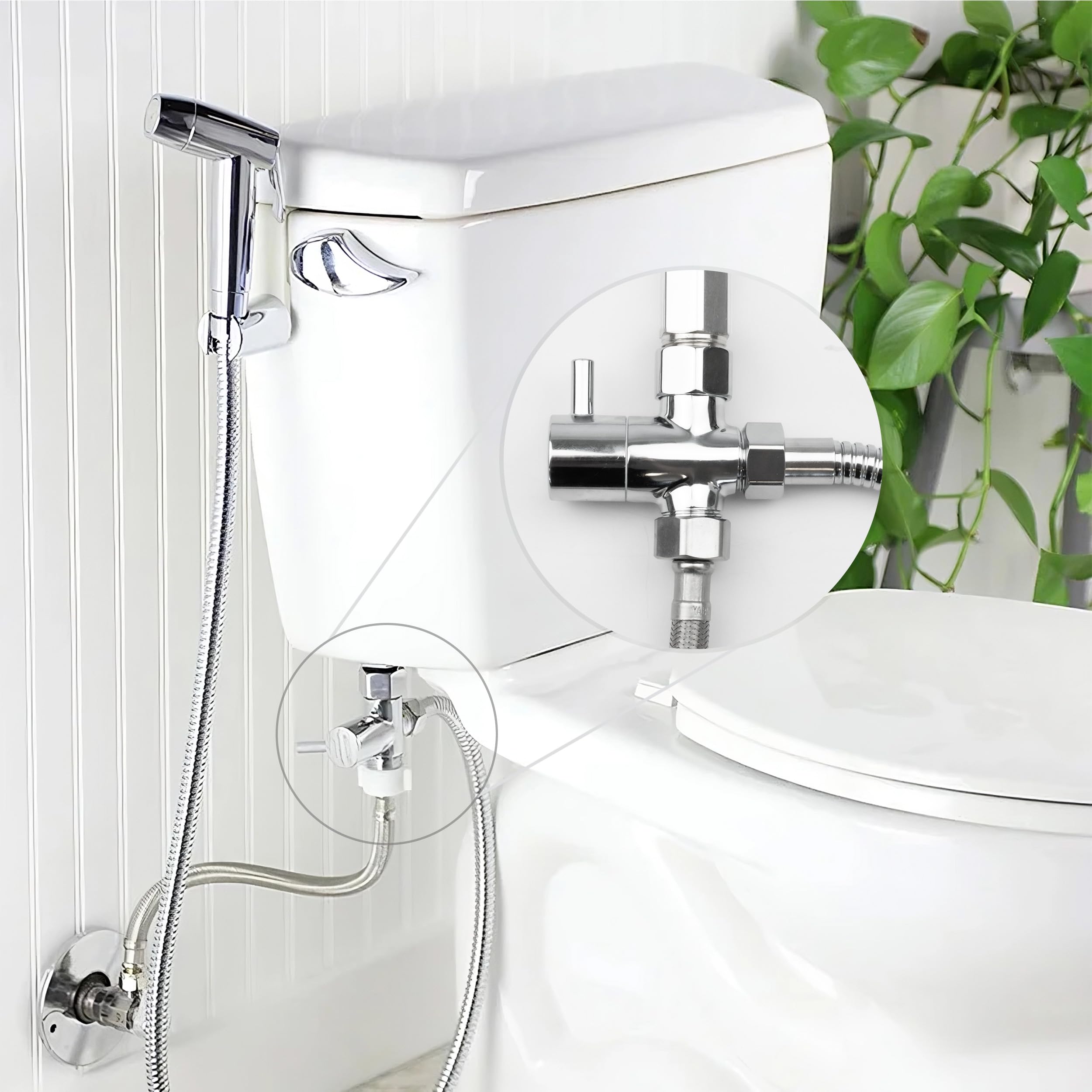 Xcel Home T Adapter Valve with Shut-Off Diverter G1/2 Connection Universal 3-Way Bathroom Shower Tap Diverter Hand Shower Showering Components - Image 3