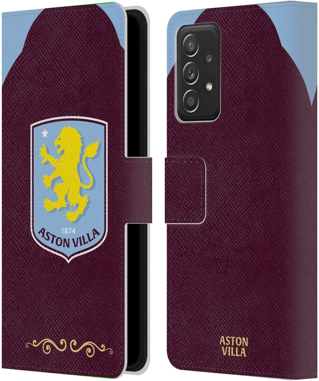 Head Case Designs Officially Licensed Aston Villa Football Club Home 2025/26 Crest Kit Leather Wallet Case Compatible with Samsung Galaxy A53 5G (2022)