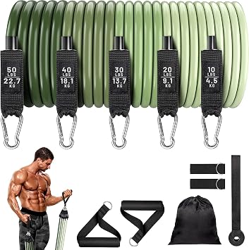 GOGO Resistance Bands Set with Handles for Working Out, Heavy-Duty Strength Bands Kit Gym Equipment