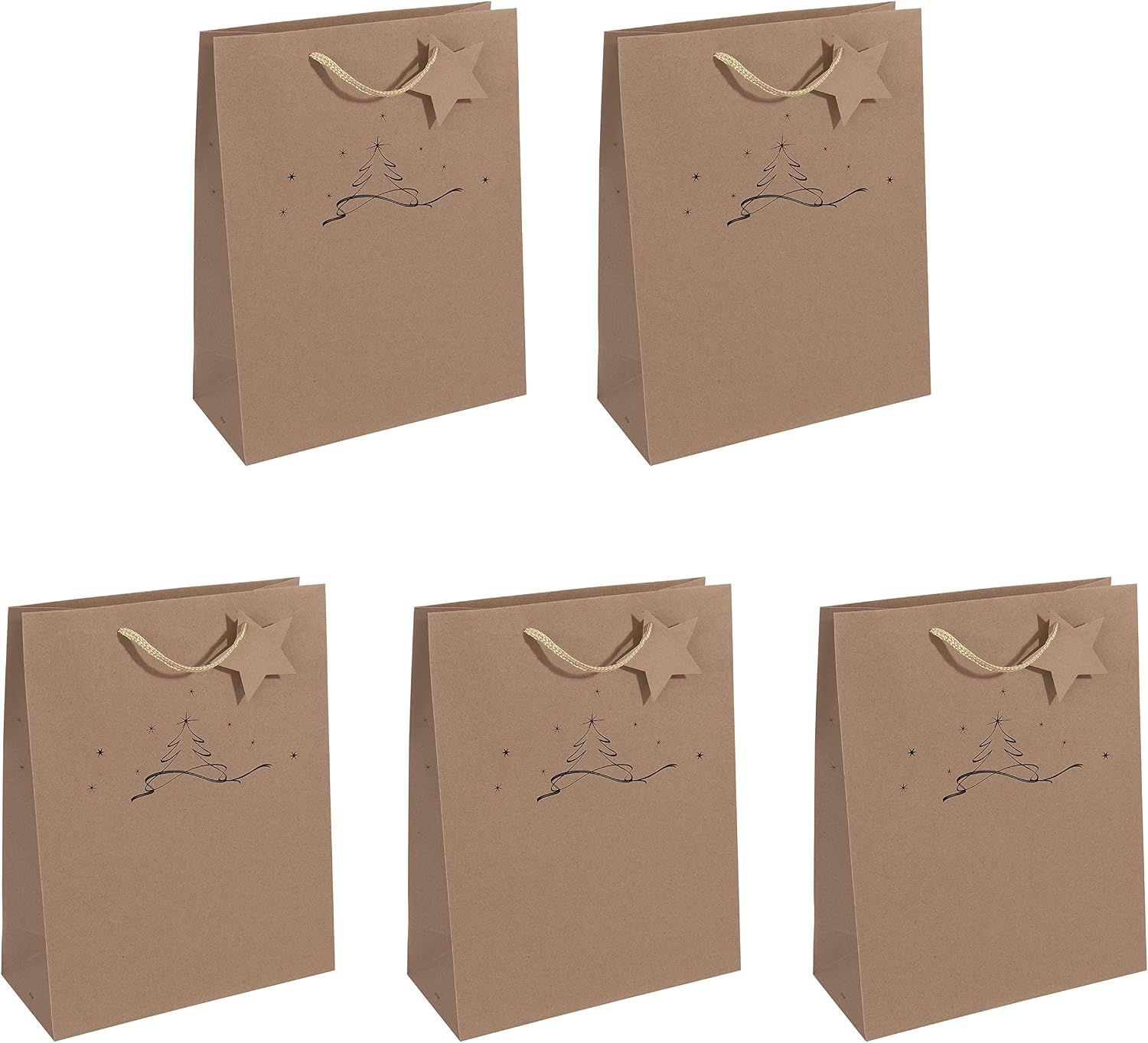 SIGEL GT037 Gift bag large, brown, 26 x 33 cm, brown/black, 5 count (Pack of 1)