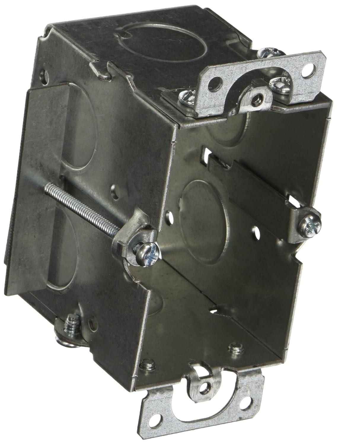 Hubbell 3 in. x 2 in. Switch Box, Gangable, 2-1/2 in. Deep, Four 1/2 in. KO's, Plaster Ears, Old Work, Gray, (509)