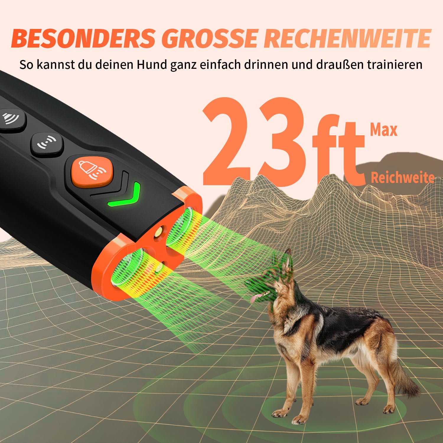 Appareil anti-aboiement à ultrasons rechargeable avec 4 fréquences réglables et lampe de poche LED pour chiens de petite et grande taille