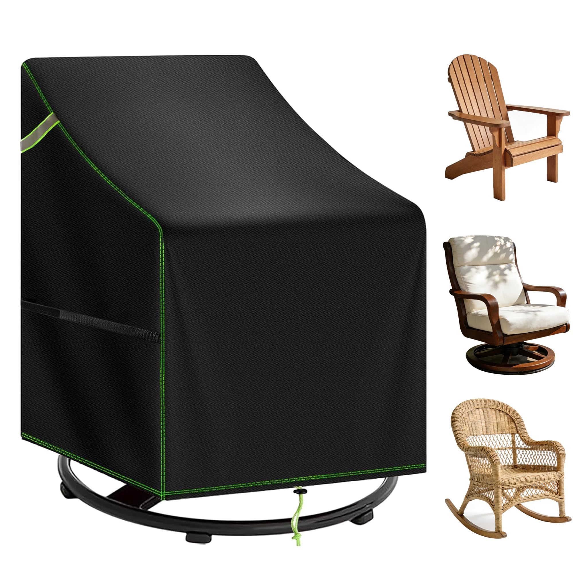 TIFILE Garden Chair Covers Waterproof, 420D Oxford Outdoor Patio Stacking Chair Cover with Drawstring with Drawstring, 85x85x60/90cm