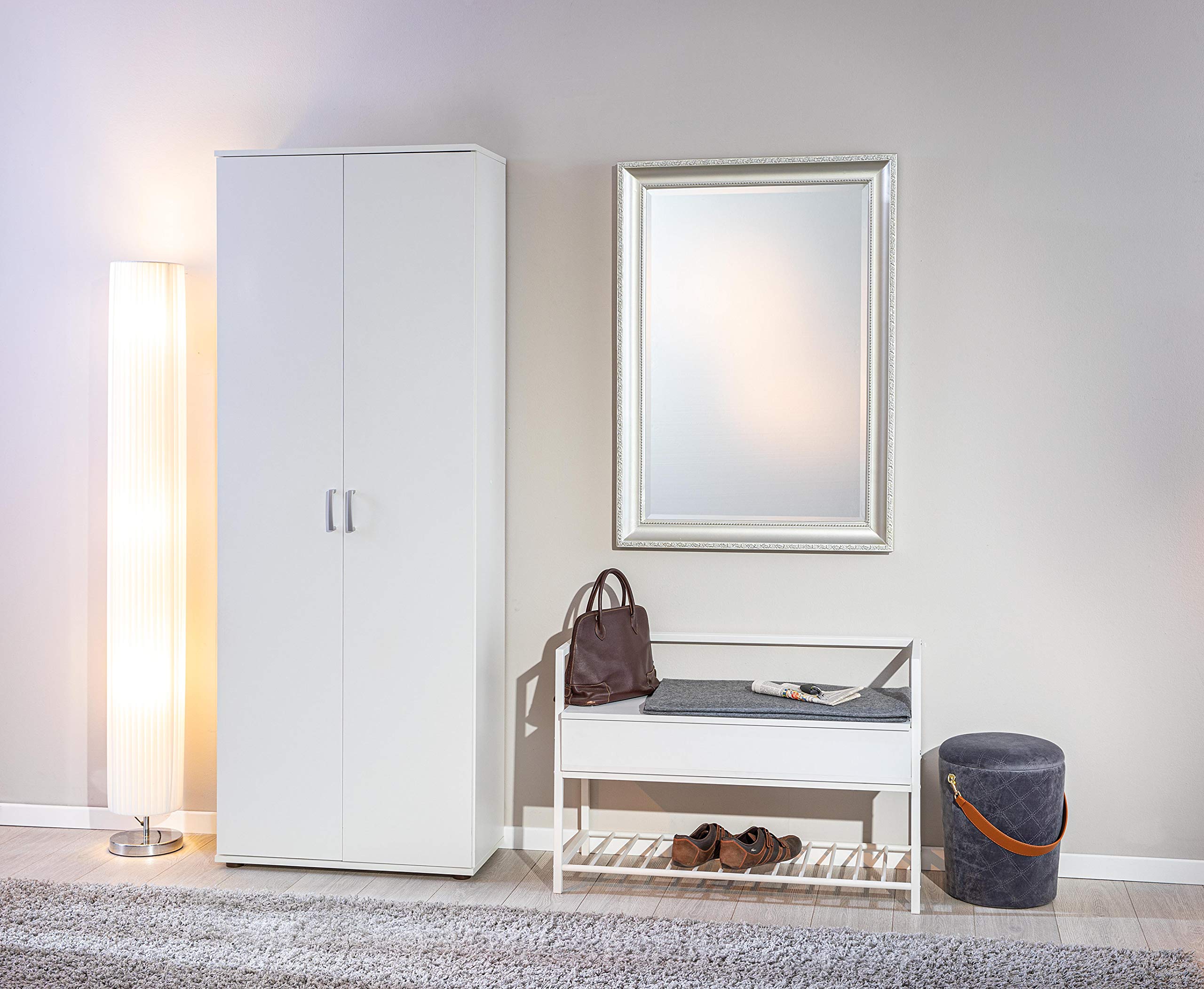 Inter Link – Mehrzweckschrank – Aktenschrank – Allzweckschrank – 2 Türen – Breite:70cm – Tiefe: 34 cm – Höhe: 190 cm – inkl. 5 Einlageböden – Melaminbeschichtet – Arconati – Weiß