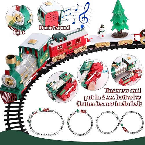 Miniatura 4 de Thyle 10 Pcs Mini Christmas Village Train Decoration Include 1 Christmas Train Set, 3 Resin Village Houses, 6 Mini Sisal Snow Trees Under The Xmas