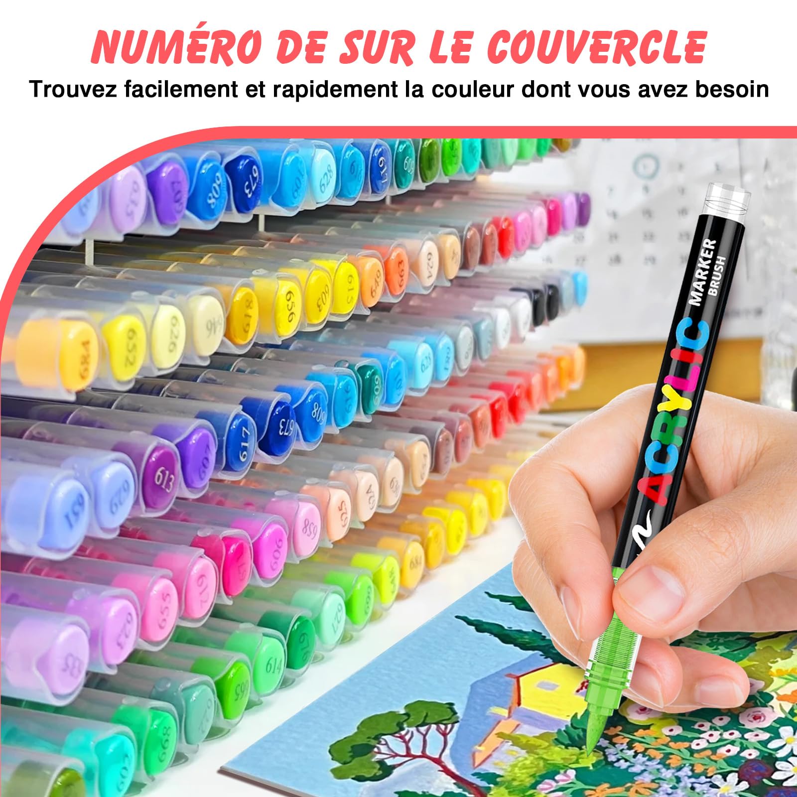 VAKKI Pennarelli Acrilici, 288 Colori Pennarelli Acrilici Acrylic Marker Brush pen per Dipingere Sassi, Tessuti, Metallo, Vetro, Legno, Tela, Ceramica, Plastic, pennarelli per colorare adulti