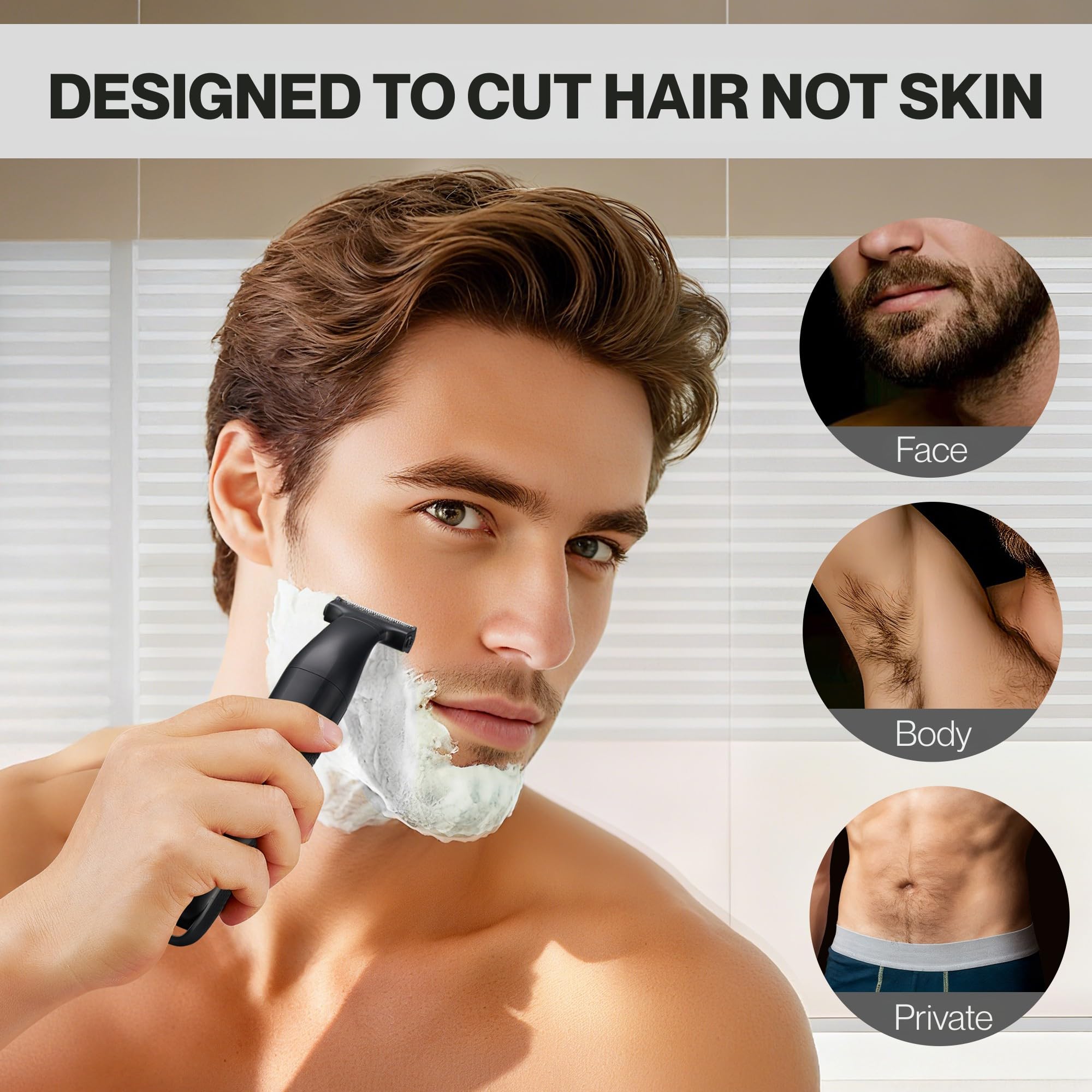 BarberBoss Set per la toelettatura dei dettagli, 3 in 1, per uomo, barba, parrucchiere, body groomer, trimmer naso e orecchie, rasoio senza fili con ricarica USB (Nero)