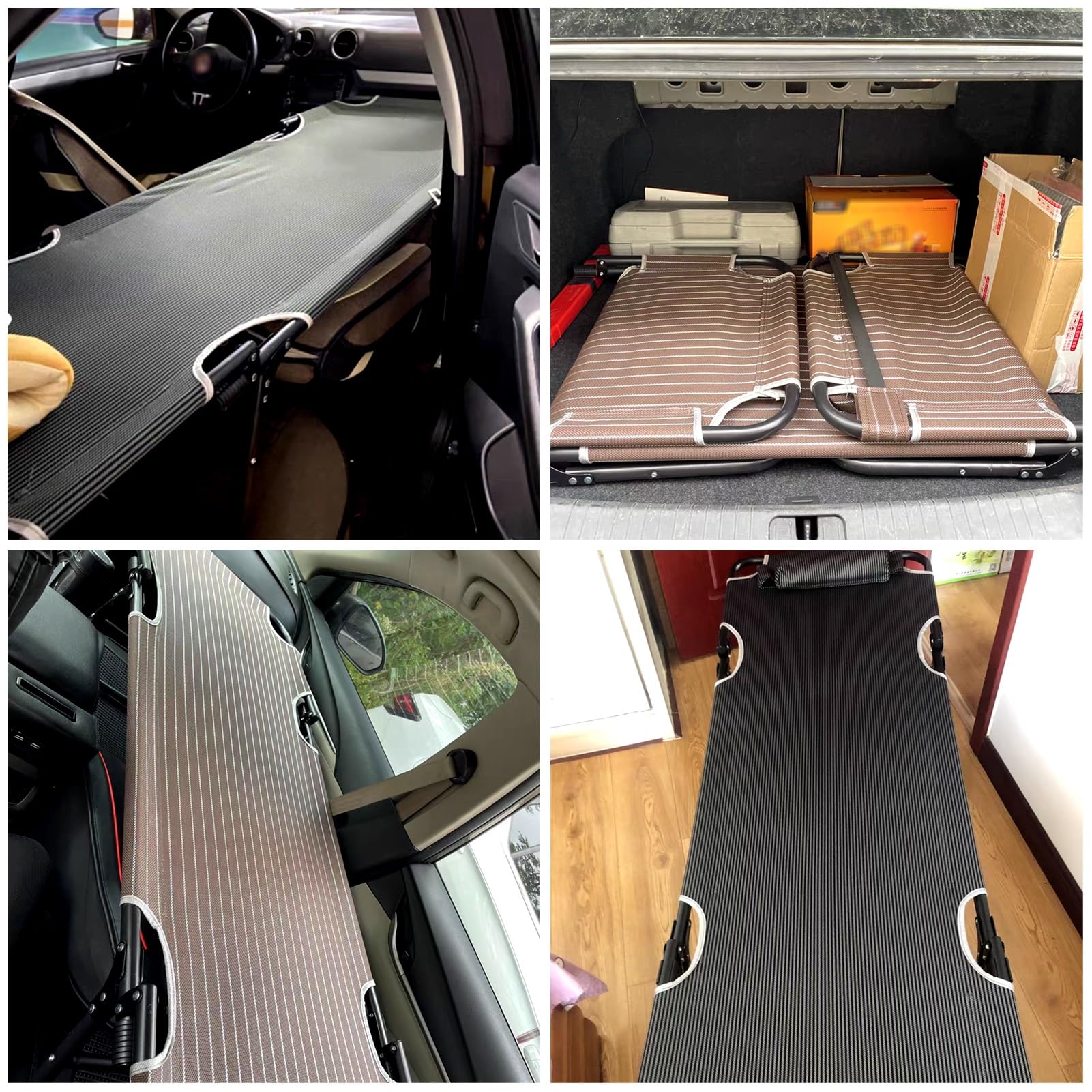 Lit De Voyage Pliable pour Voiture, Lit De Voiture Non Gonflable, Aucune Installation Requise, Matelas De Voiture, Siège Arrière De Voiture Universel, Lit De Voiture Pliant (Color : Noir, S : 165x56
