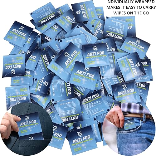 Miniatura 3 de Toallitas antivaho para lentes, toallitas limpiadoras prehumedecidas para pantallas, binoculares, protectores faciales, máscaras de esquí, gafas de