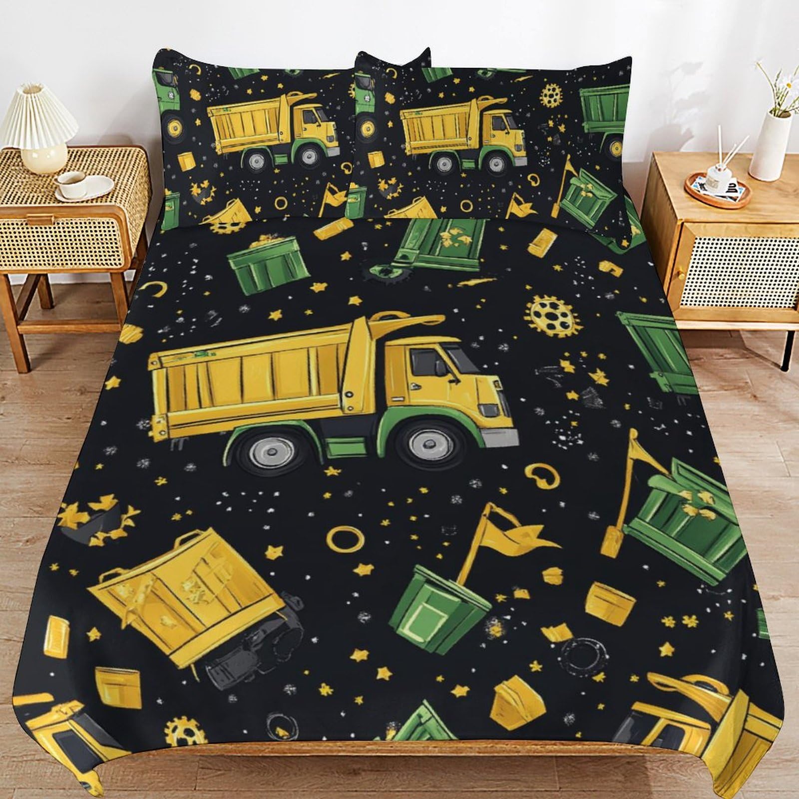 Housse de couette camion poubelle 135x200 pour chambre enfant