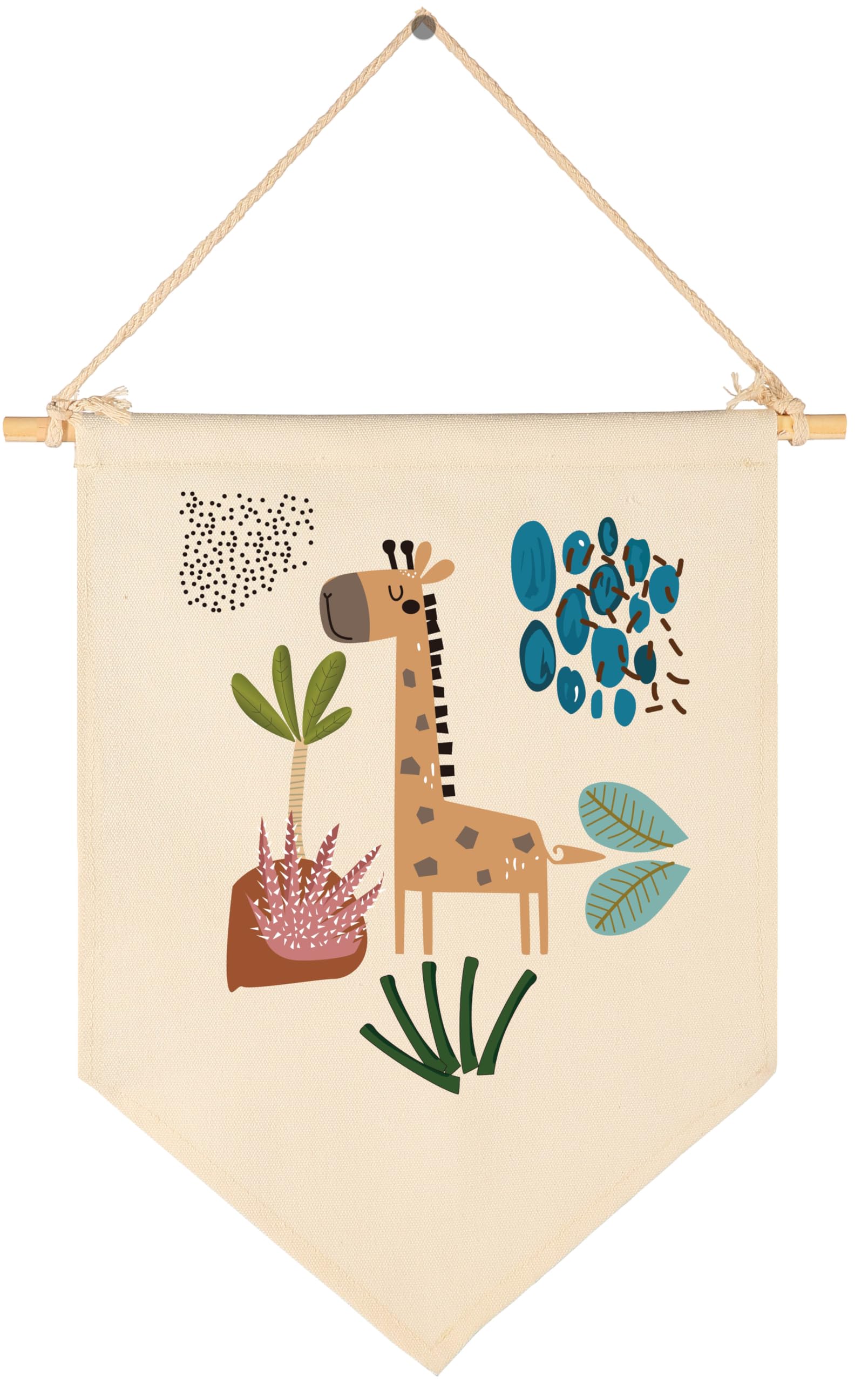 Woodland Animal Giraffe-Flag Wall Decor Gift for Baby Girls Boys Kids-Canvas Hanging Flag Banner Pennant Wall Decor Gift for Nursery Baby Room Playroom Homeschool Bedroom