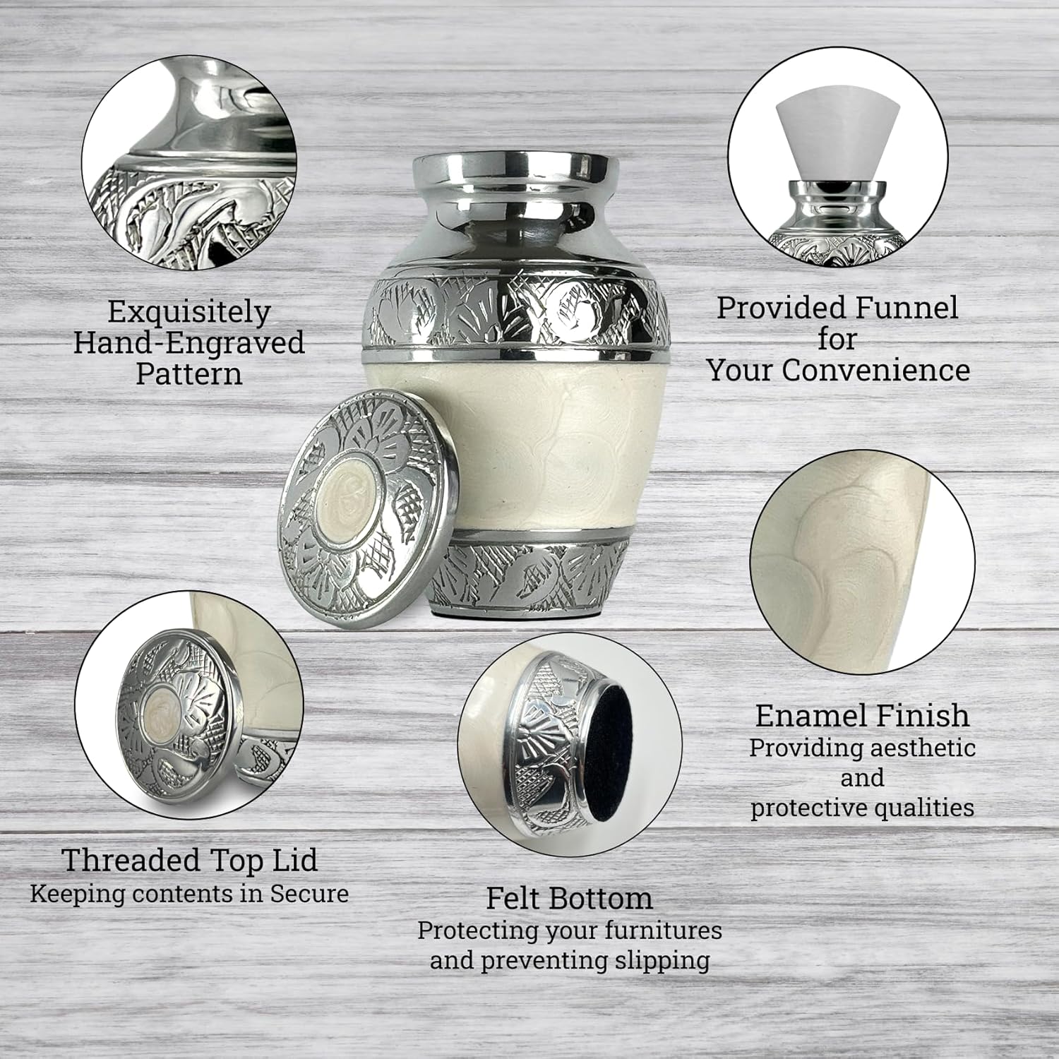 Small Urn for Human Ashes Keepsake – Mini Urn for Ashes – Handcrafted Pearl White Keepsake Urns – Elegant Memorial Ash Holder