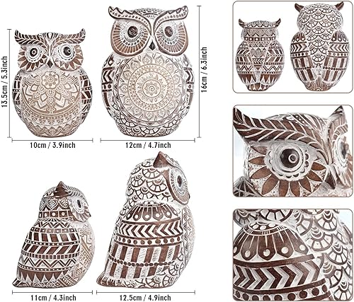 Miniatura 2 de Adorable figura de búho decorativo para el hogar y la oficina, estatuilla bohemia de búho gordito para estante de libros, gabinete de escritorio,