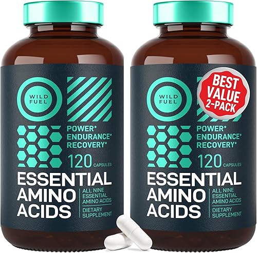 Miniatura 9 de Suplemento esencial de aminoácidos, complejo de aminoácidos BCAAs esenciales para poder y recuperación, lisina, triptófano, isoleucina, metionina,