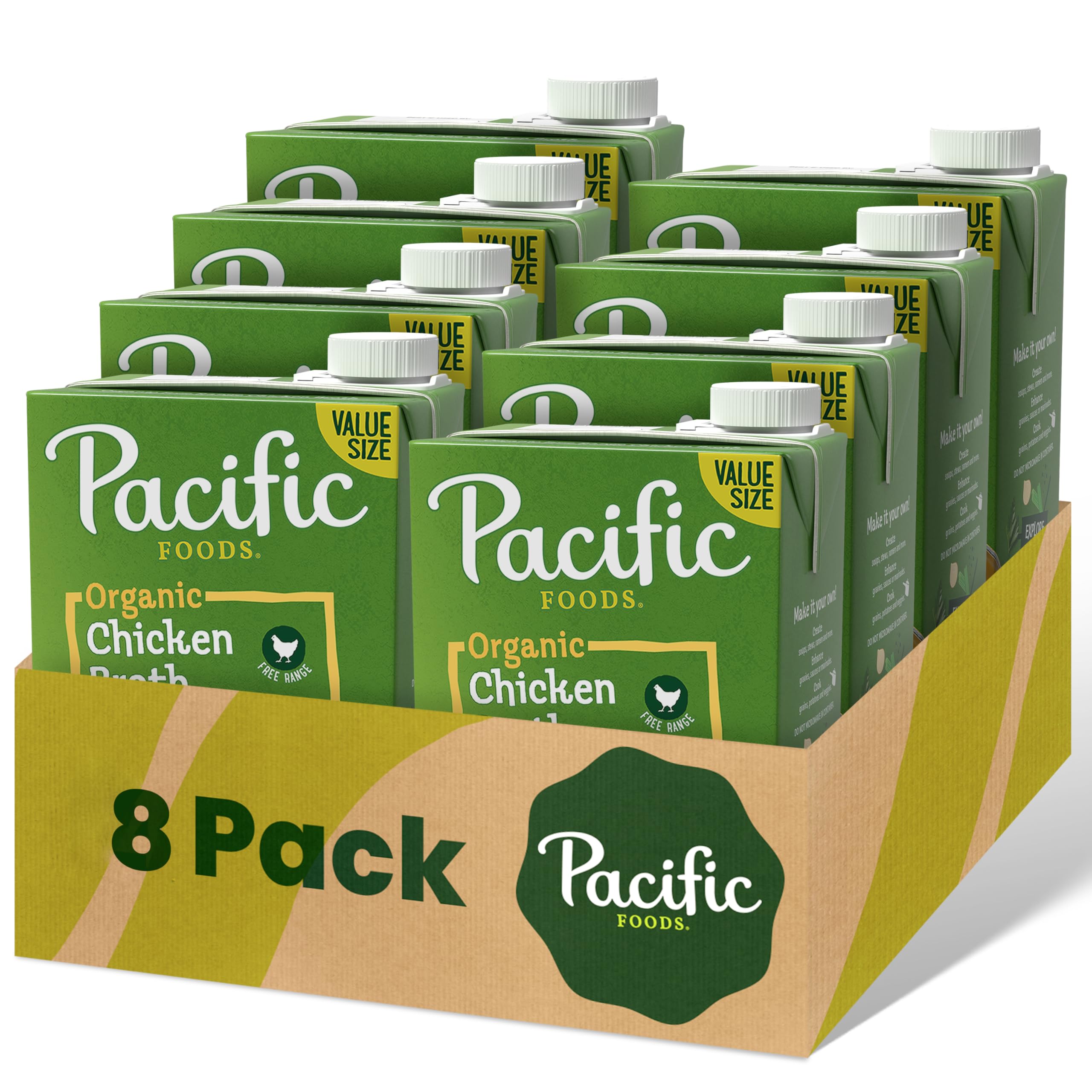 Pacific FoodsOrganic Free Range Chicken Broth, 48 oz Carton (Case of 8)