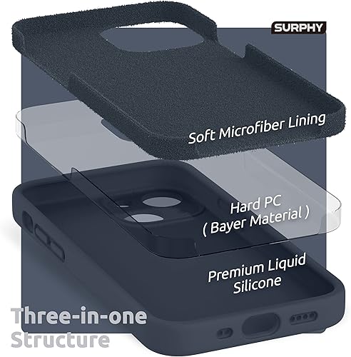 Miniatura 5 de SURPHY Funda compatible con iPhone 13 Mini con protector de pantalla, (protección de cámara + forro de microfibra suave), funda de silicona líquida