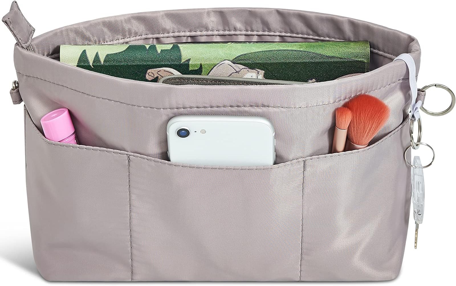 Vercord Premium Nylon Purse Organizer Tote Handbag Insert Organizers Bag in Bag Zipper 13 Pockets 5 Sizes