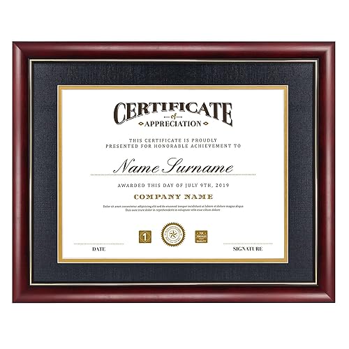 GraduatePro 8.5x11 Diploma Frame with Black Over Gold Mat or