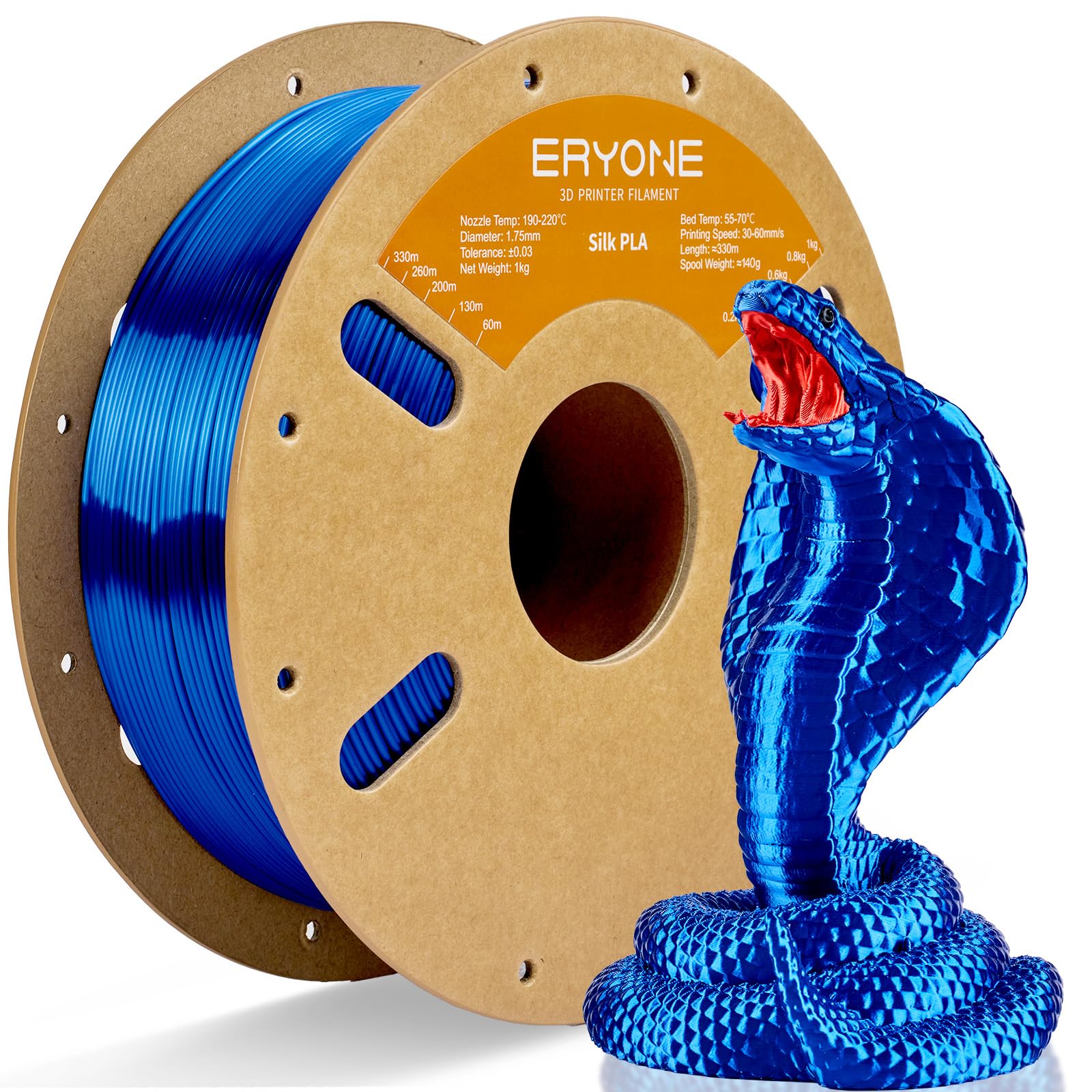 ERYONE Silk PLA Filament for 3D Printer 1.75mm +/- 0.03mm, Shiny Filament 1kg (2.1lbs)/Spool, Royal Blue