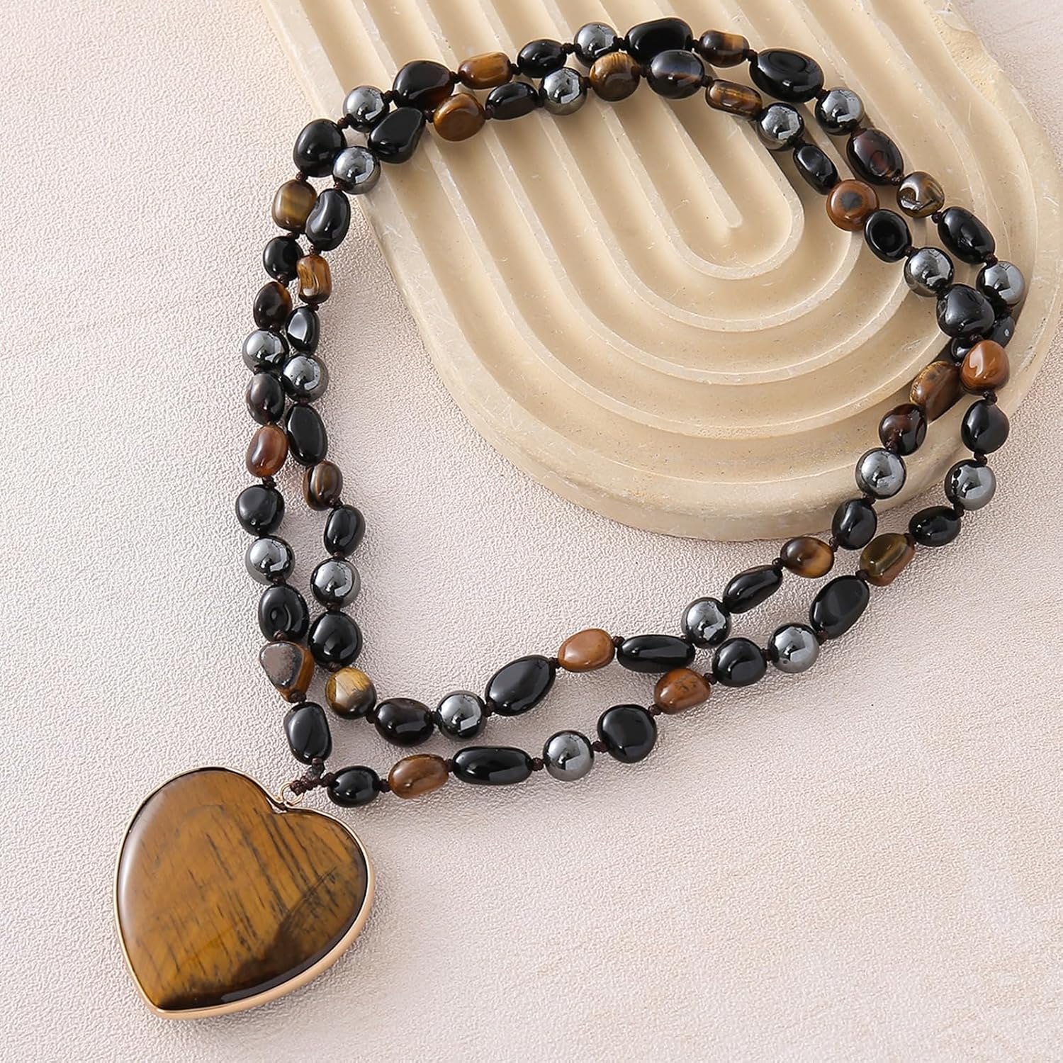 Long Necklaces for Women Boho, Oval Waterdrop Turquoise Pendant, Natural Stone Beaded, Handmade,Vintage & Elegance, Boho Fashion Charm Beaded Necklace for Women - Image 8