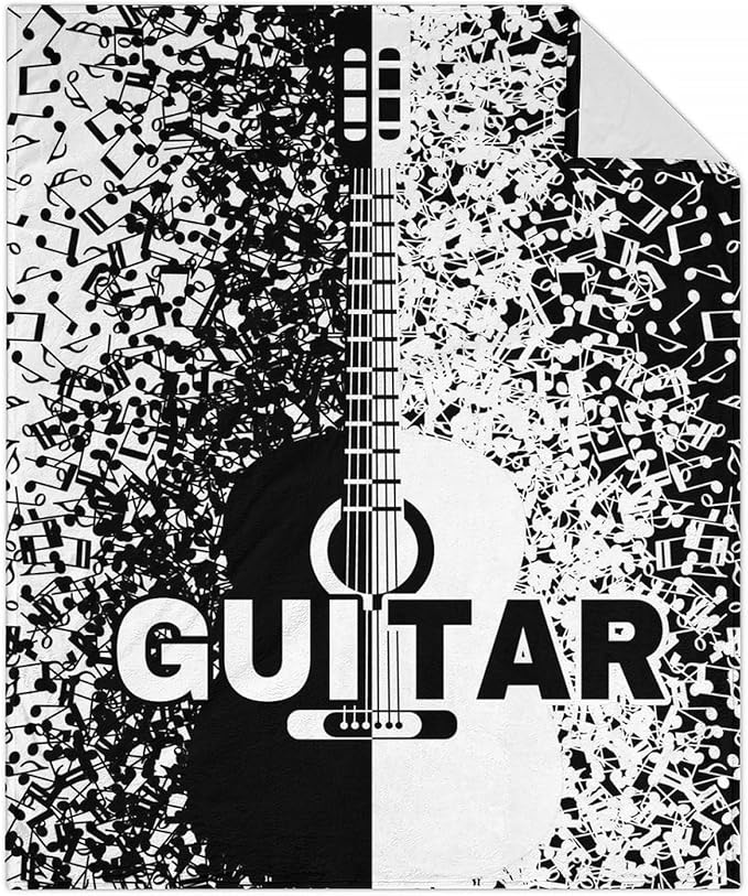 Mercuryelf Guitar Throw Blanket - Soft, Fuzzy & Warm - 50x60 Inches Flannel Blankets for Living Room, Sofa - Novelty Throws Gift for Teens