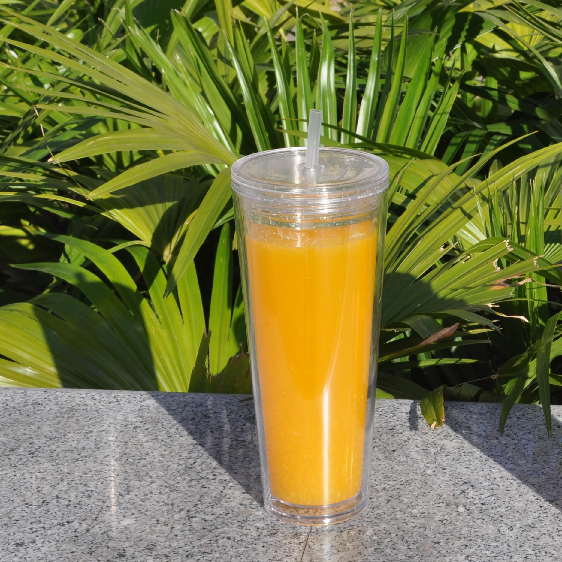 Isolierte Trinkgläser, doppelwandig, transparente Kunststoffbecher, 3 Stück, 680 ml, Becher mit Deckel und Strohhalmen, Geburtstage, Geschenke (3 Packungen transparent)