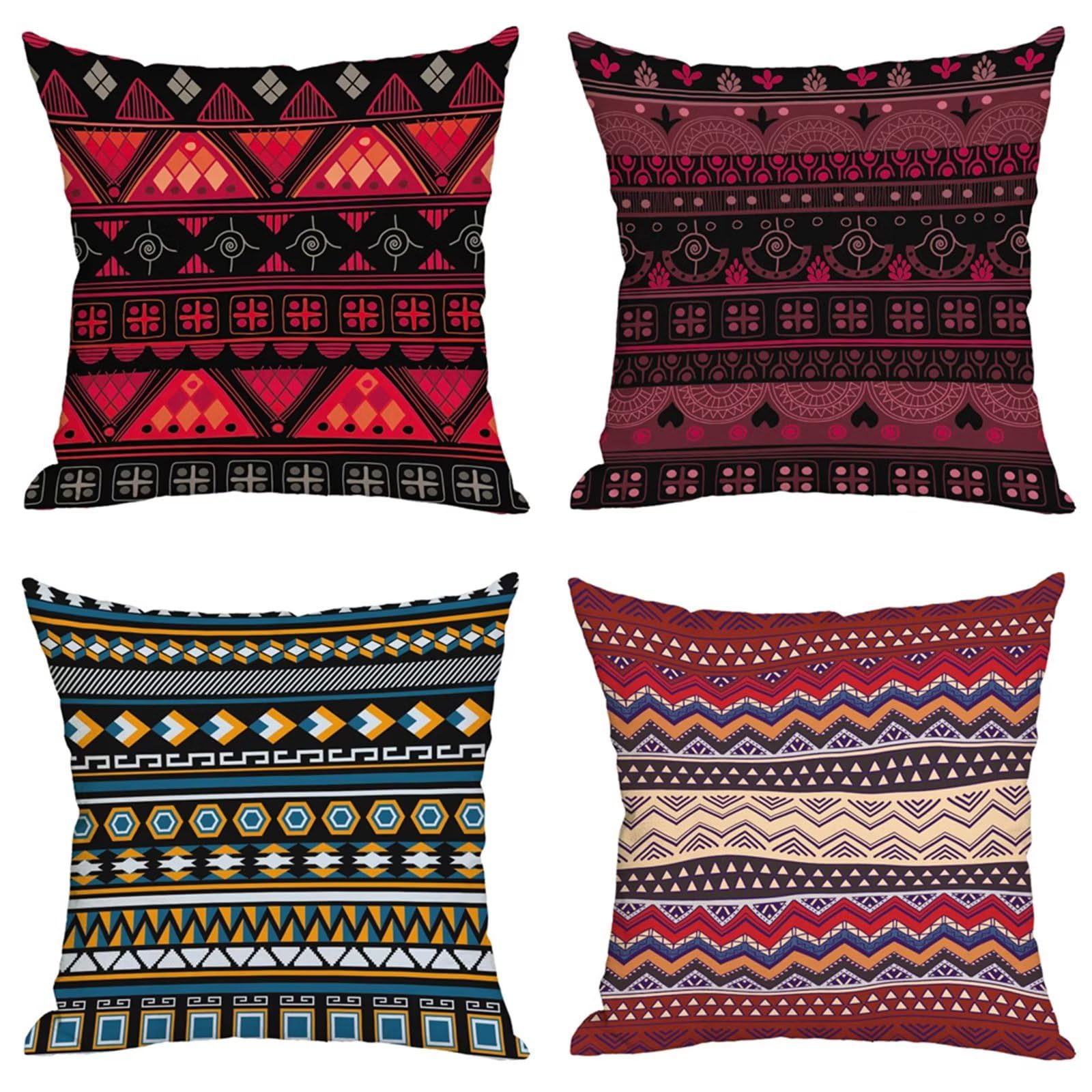 Set di 4 Fodere per Cuscini 75x75cm,cuscini per divano Fiore geometrico retrò Giardino Esterno Fodere per Cuscini Decorativi Lino Quadrate per Cuscino,per Casa Soggiorno Camera da Letto Divano YG1160