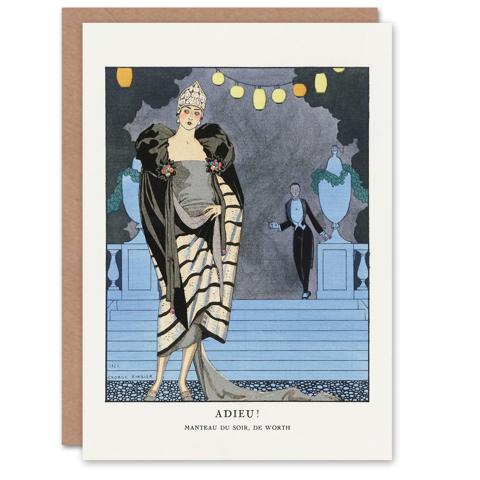 Artery8 George Barbier Art Card Farewell Evening Coat Vintage Advert