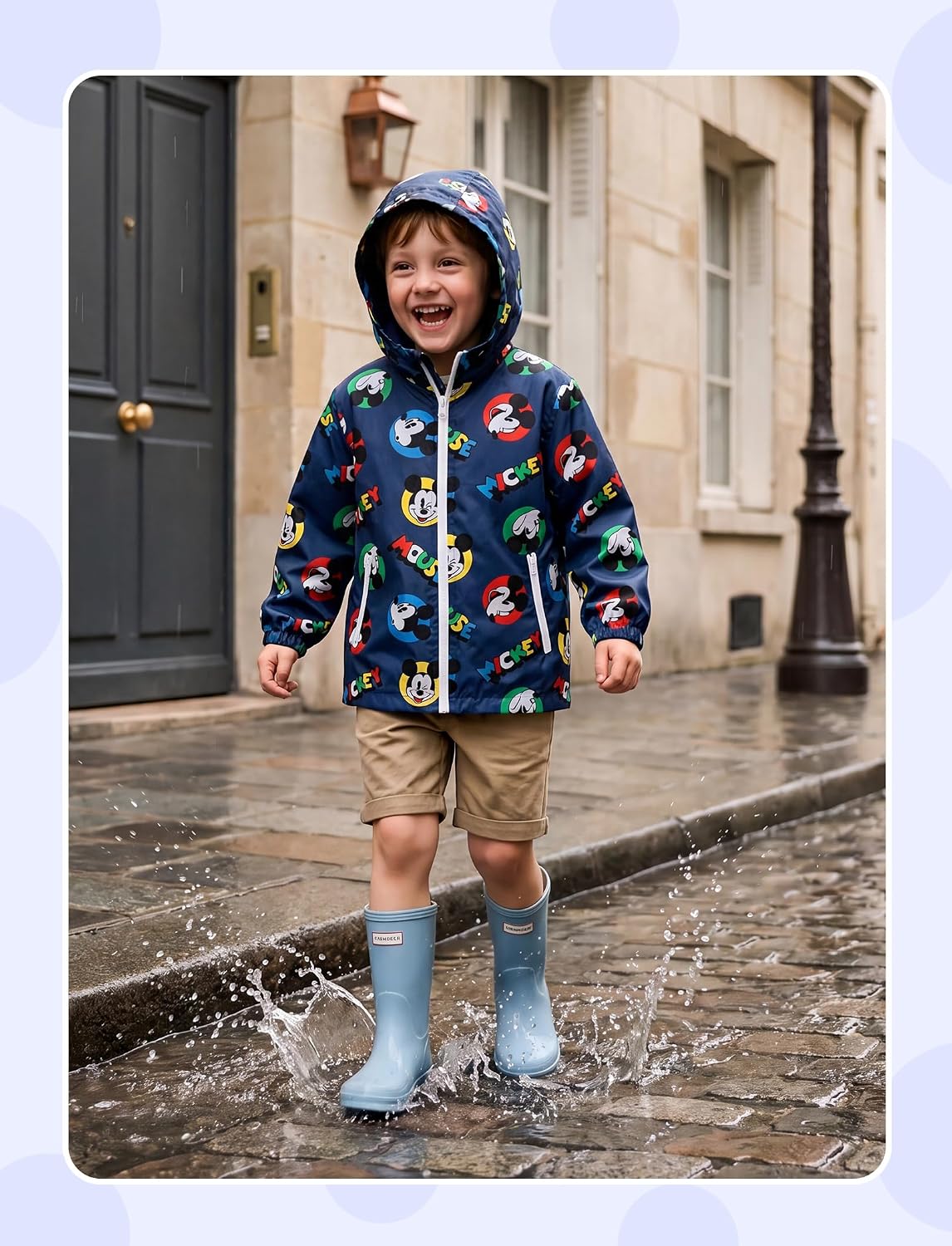 Disney Marvel Spiderman Stitch Mickey Cars Toy Story Waterproof Jacket Boy/Girl Zip Watertight Coat Kid Windbreaker Top 2-9Y