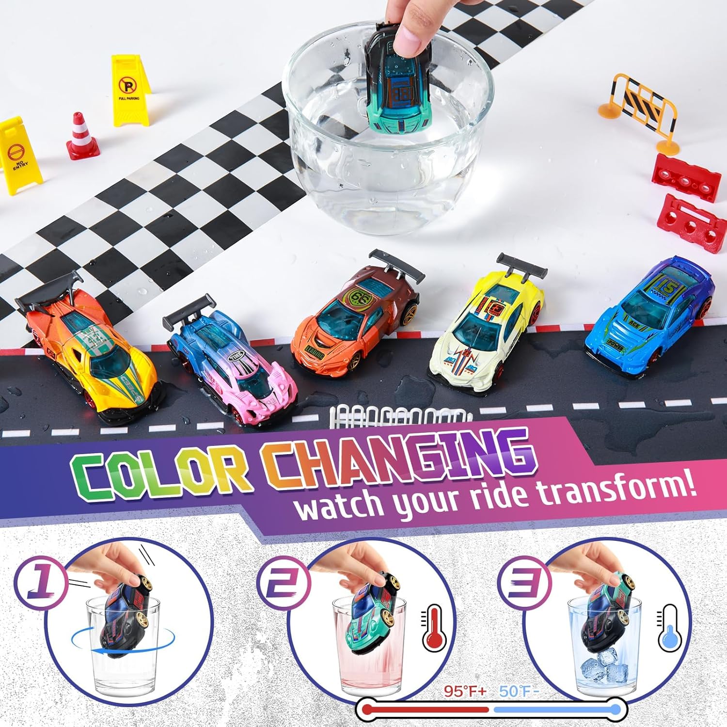 Color Changing Cars Toys Bath Toys for Kids Ages 1-3 4-8 Goodie Bags Fillers for Kids Grandkids Pool Water Toys Boys Birthday Car Gifts Sensory Die-Cast Toys Mini Sensory Toys Theme Party Giveaways